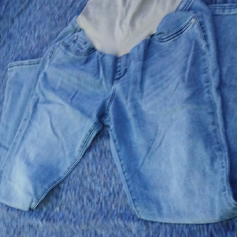Indigo Blue Straight Leg Maternity Jeans with Vintage Fading